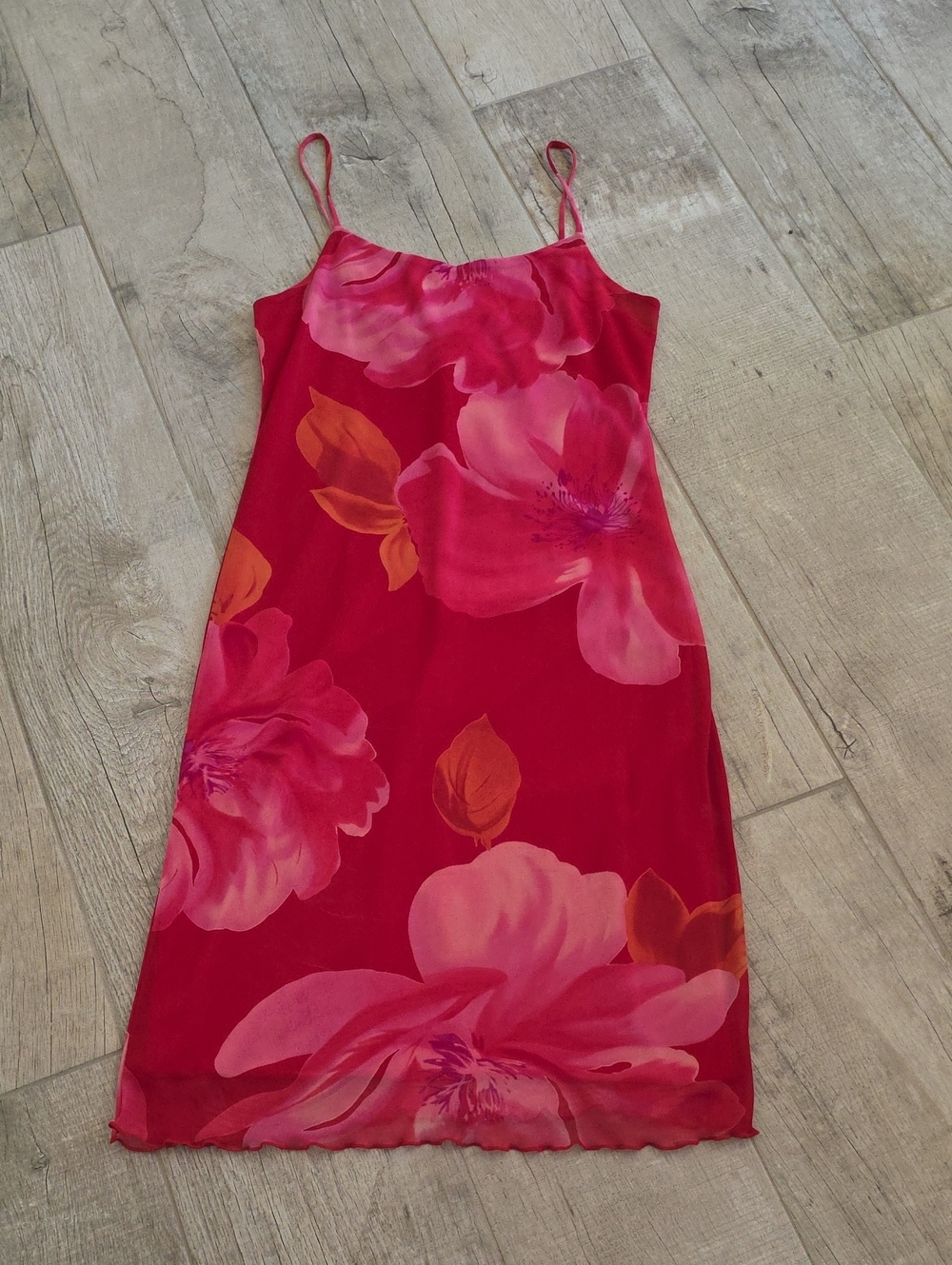 Floral Red Pink Slip Dress